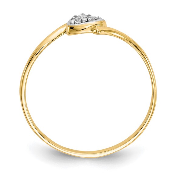 10k Gold Genuine with Rhodium CZ (Cubic Zirconia) Heart Ring, Size 7